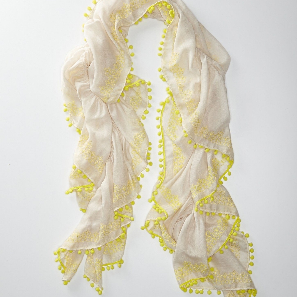 Anthropologie: Yellow Pom-pom Scarf